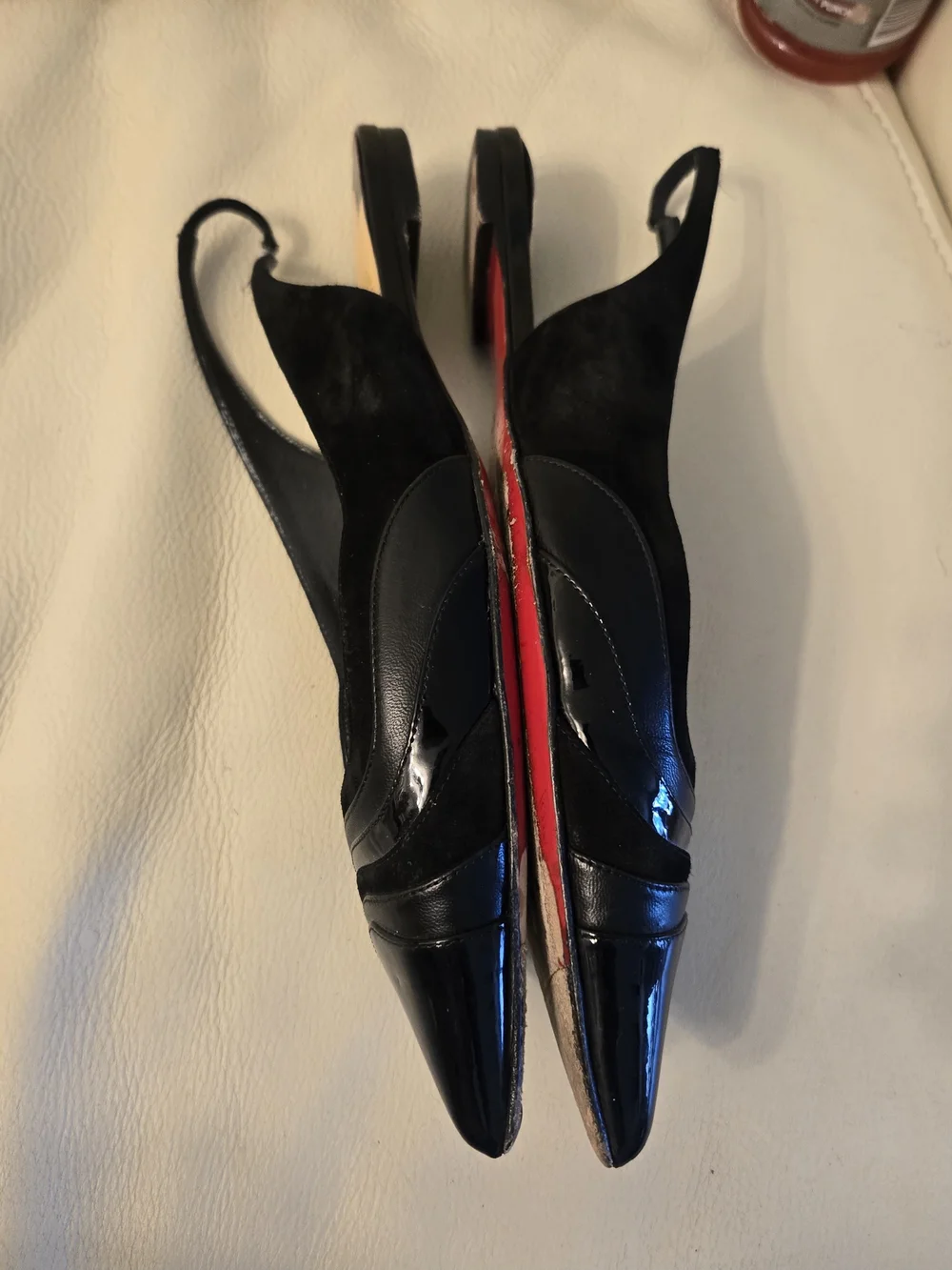 Christian Louboutin Women's Black Pointed Slingback Flats - Picture 10 of 15